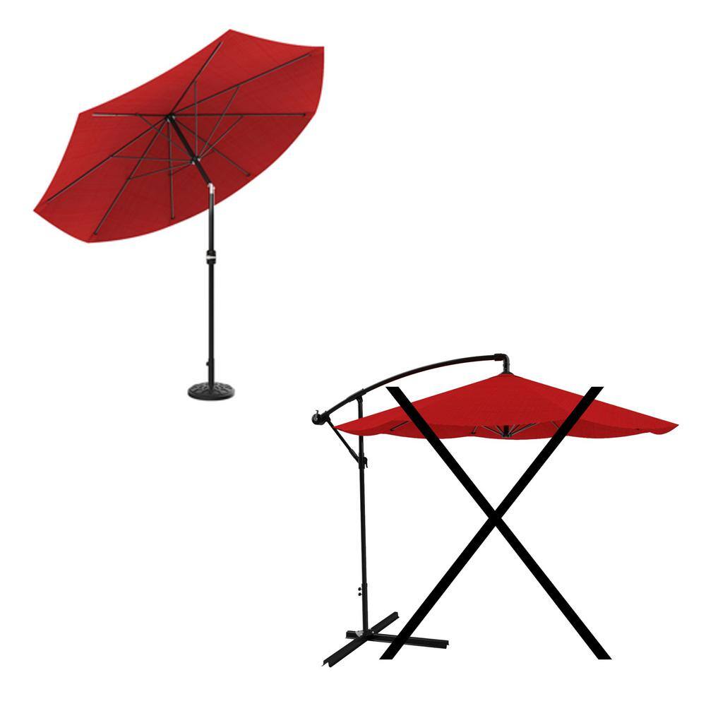 Pure Garden 50lb Fillable Freestanding Umbrella Stand for Outdoors (Black)