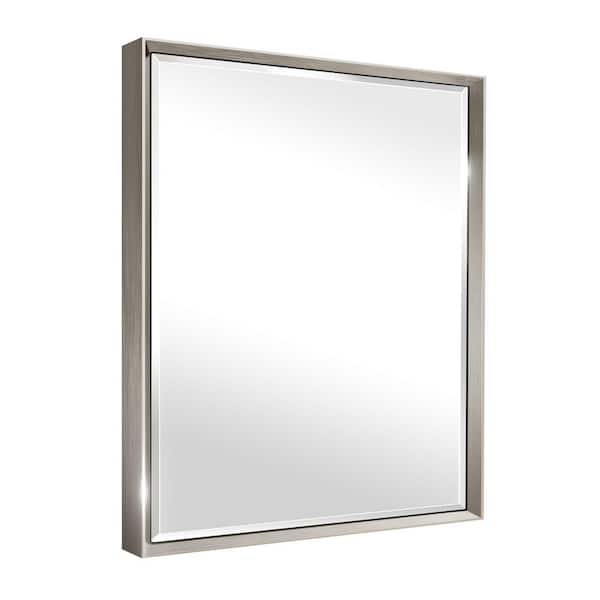 QueenFun 30 in. W x 36 in. H Framed Rectangular Beveled Edge Bathroom Vanity Wall Mount Mirror in Brushed Nickel