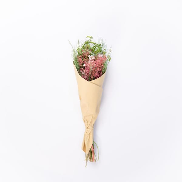 13 in Light Green Dried Natural Mixed Floral Mini Bouquet in Kraft Wrap  (2-Pack)