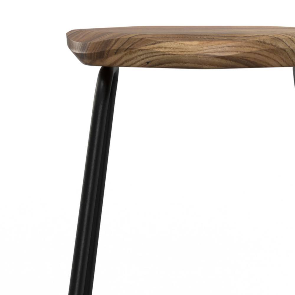Rustic Farmhouse Black Metal & Wood Saddle Counter Stool
