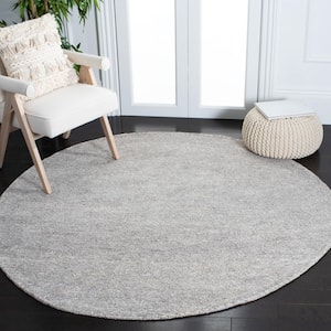 Himalaya Grey 6 ft. x 6 ft. Solid Color Round Area Rug