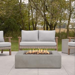 Brookhurst 42 in. L X 12 in. H Outdoor GFRC Liquid Propane Fire Pit in Flint with Lava Rocks