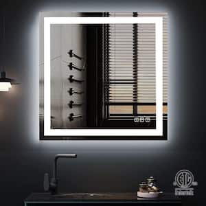 36 in. W x 36 in. H Square Frameless Wall Anti-Fog LED Light Bathroom Vanity Mirror with Backlit and Front Light