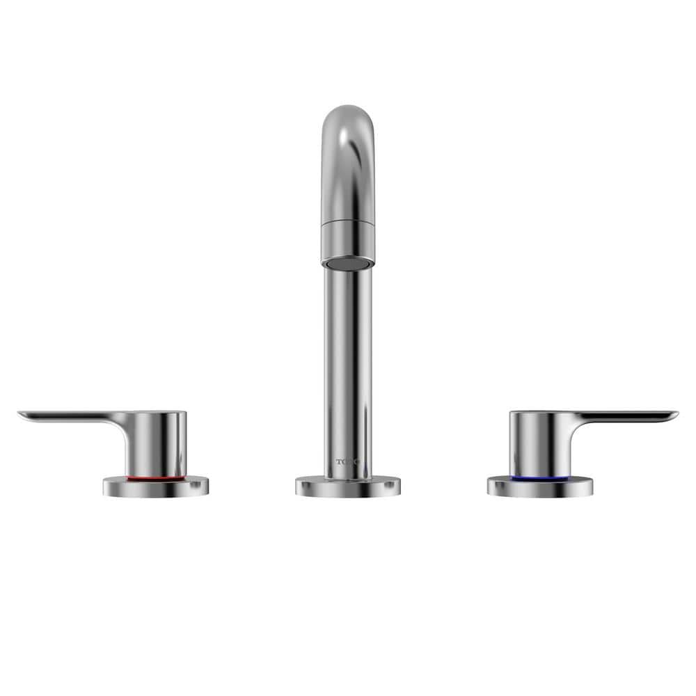 Chrome Modern Widespread Bathroom Faucet with Drain Assembly