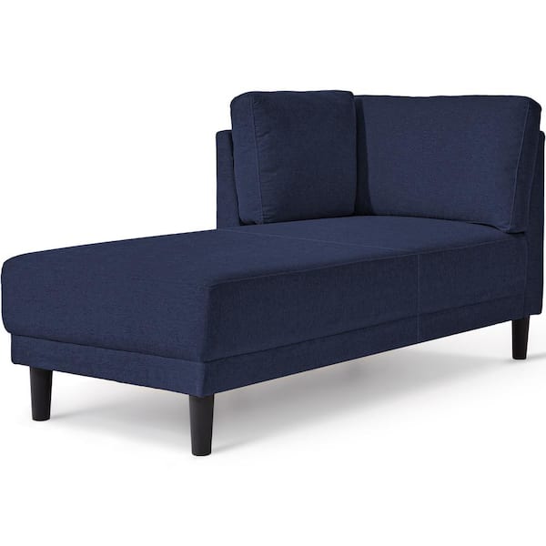 LUCKY ONE 65 in. Navy Blue Solid Polyester Twin Size Chaise Lounge Sofa Bed