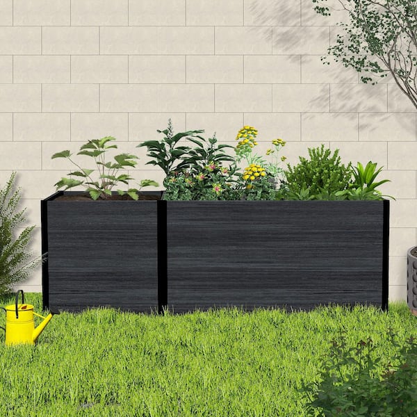 2.6 ft. L x 7.5 ft. W Black Composite Panel Planter Tree Defense 30 in. Height to Block Mowers and Showcase Blooms