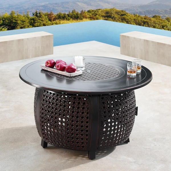 Oakland Living 44 In Round Aluminum, Fire Pit Table With Lid