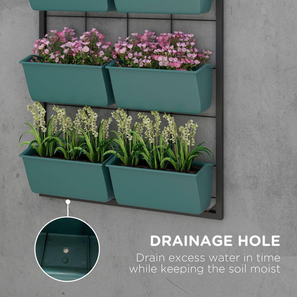 Green 3-Tier Wall Planter with 6 Self-Draining Pots