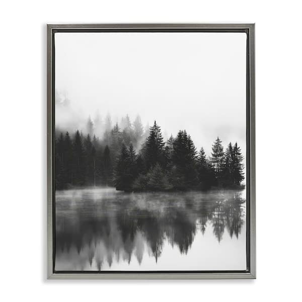 Stupell Industries Dark Tree Reflections by Petal Prints Design Gray Floater Frame Nature Graphic Art Print 21 in. x 17 in.