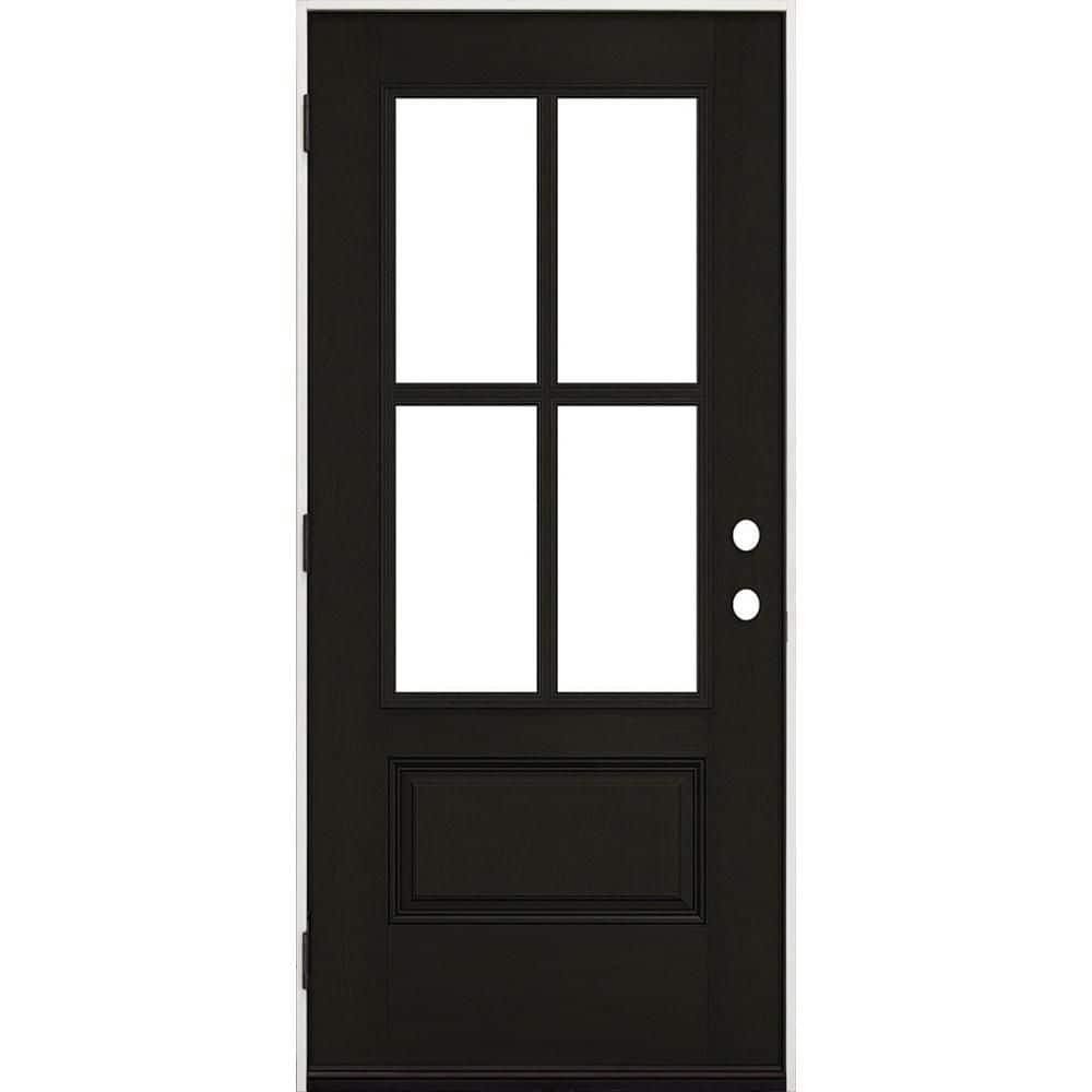 "36 in. x 80 in. Regency 3/4L 4SDL Clear Glass RHOS Prefinish 2-Tone Onyx/White Fiberglass Prehung Front Door with 6""Jamb" price history on PriceWatchPro