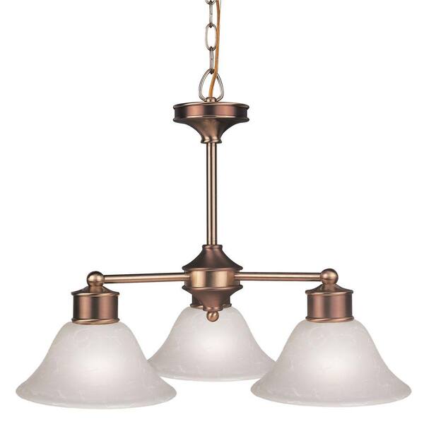 Tulen Lawrence 3-Light Burnished Nickel and Chocolate Incandescent Ceiling Chandelier