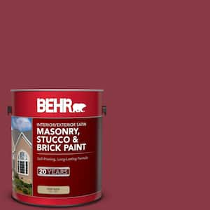 1 gal. #PPU1-10 Forbidden Red Satin Interior/Exterior Masonry, Stucco and Brick Paint