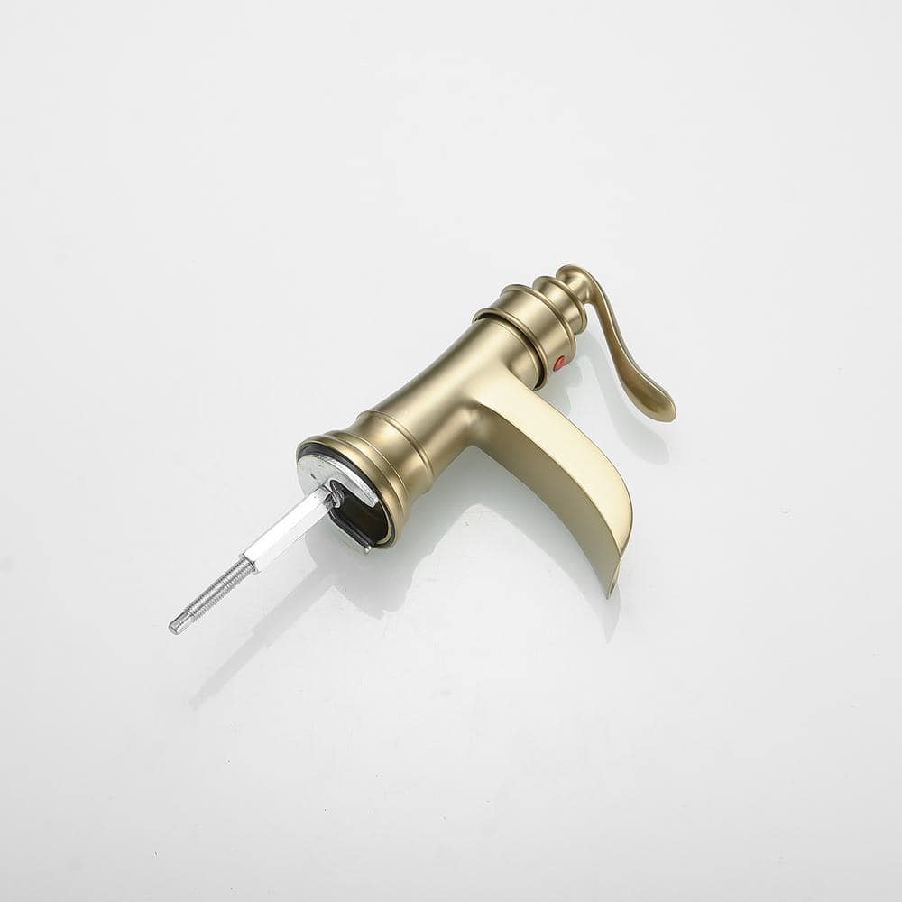 Brushed Gold Single-Handle Waterfall Bathroom Faucet
