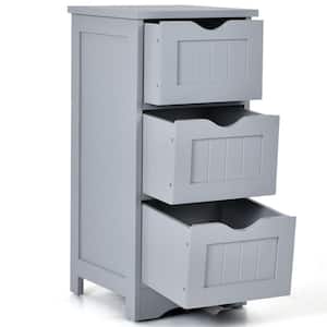 Gray 12 in. W 3-Drawer Bathroom Floor Cabinet Free Standing Side Storage Organizer