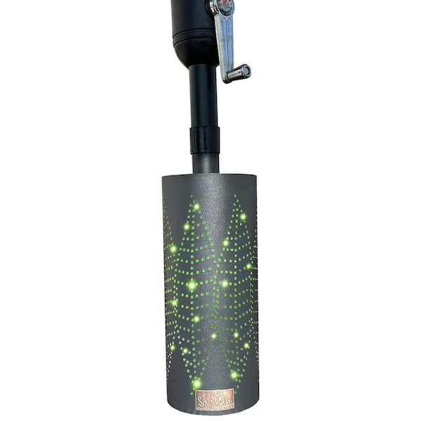 5 in. L x 5 in. W x 12 in. H Black Metal Leaves Savannah Umbrella Post Lantern, remote, 13 LED color options, Timer