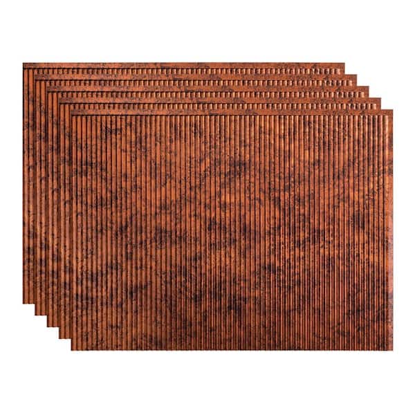 Fasade Rib 18.25 in. x 24.25 in. Vinyl Backsplash Panel in Moonstone Copper (5-Pack)