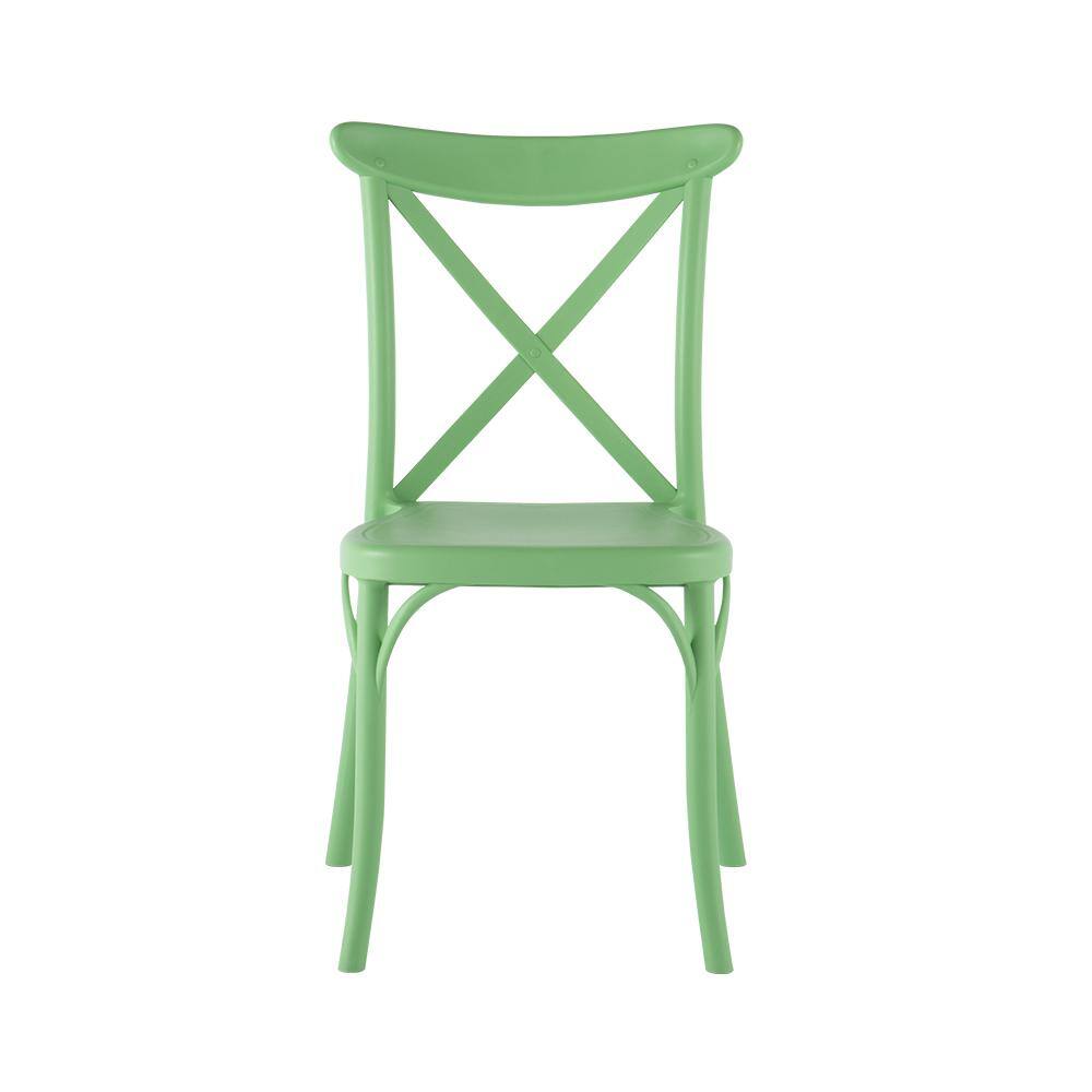 Mint Green Stackable Armless Resin Dining Chairs, Set of 2