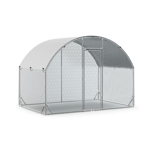 Tidoin 78 in. H x 110 in. W x 75 in. D Large Metal Chicken Coop Poultry Cage with Waterproof and UV Protection Cover