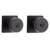 Kwikset Pismo Matte Black Keyed Entry Square Door Knob featuring SmartKey Technology 740PSK SQT 514 SMTCP