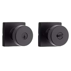 Pismo Matte Black Keyed Entry Square Door Knob featuring SmartKey Technology