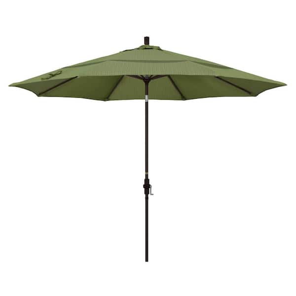 California Umbrella 11 ft. Aluminum Collar Tilt Double Vented Patio Umbrella in Terrace Fern Olefin