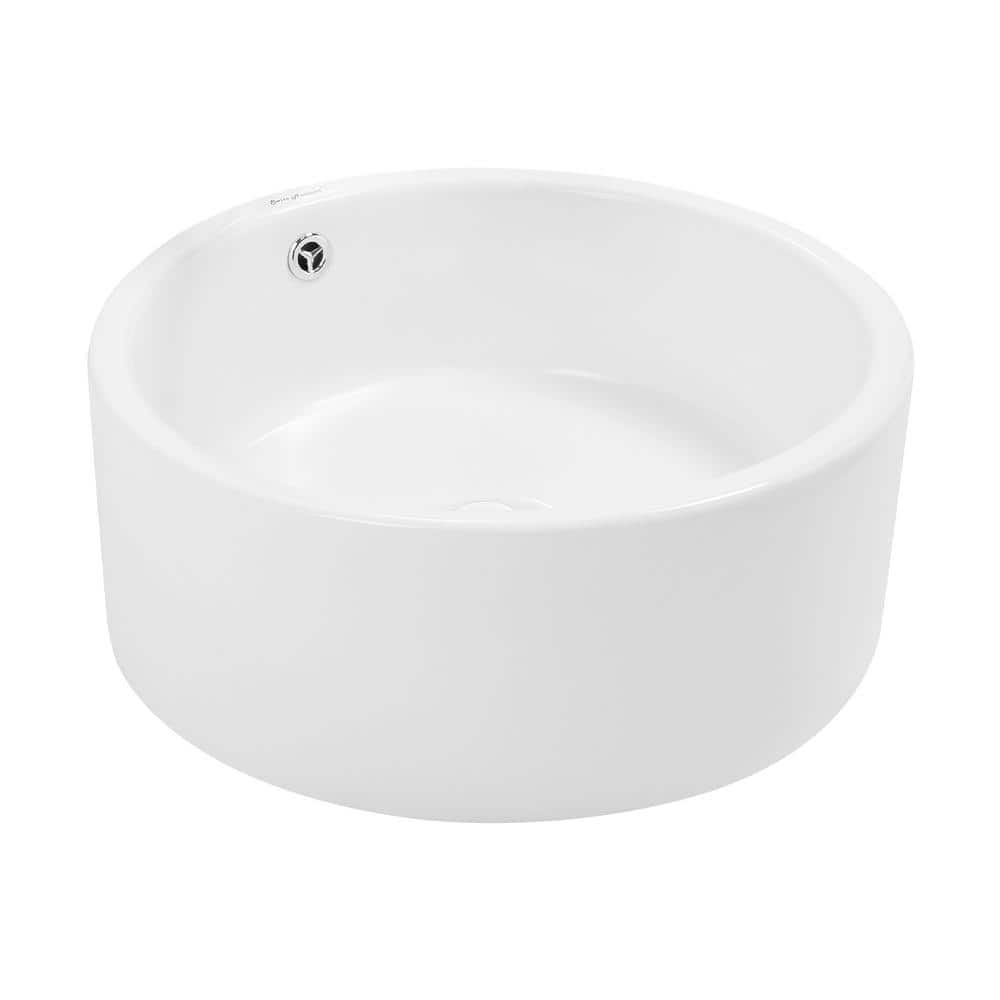 Monaco 16" White Ceramic Round Bathroom Vessel Sink