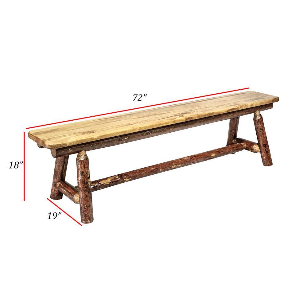 Rustic Glacier Country Solid Wood 6' Plank Bench