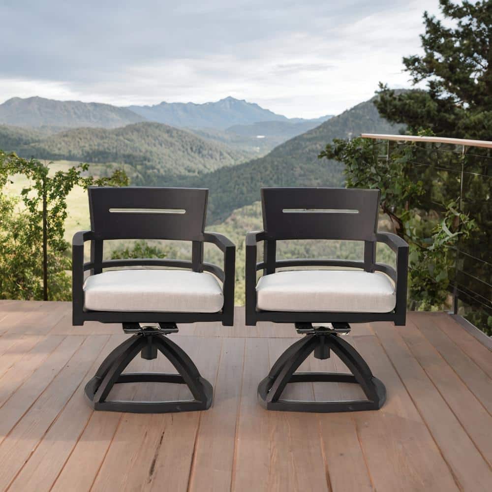 Outdoor Patio Aluminum Swivel Rocker 2-Piece with Outdoor-grade Sunbrella F