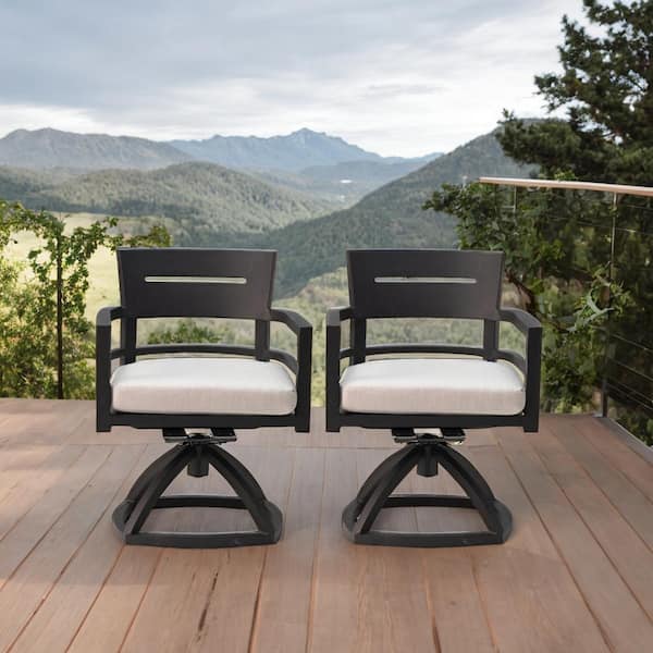 Unbranded Outdoor Patio Aluminum Swivel Rocker 2-Piece with Outdoor-grade Sunbrella Fabric Cushions, Ember Black