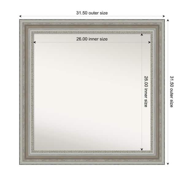 Amanti Art Parlor Silver 31.5 in. x 31.5 in. Custom Non-Beveled Recycled Polystyrene Framed Bathroom Vanity Wall Mirror