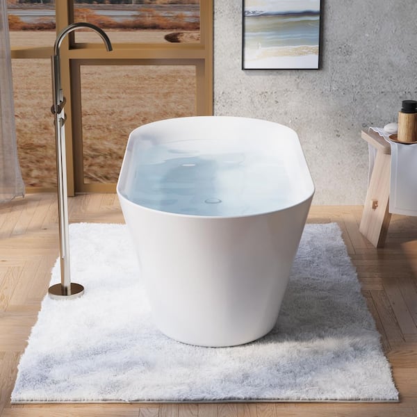 WELLFOR Sable 60 in. x 28.5 in. Acrylic Flatbottom Double Ended