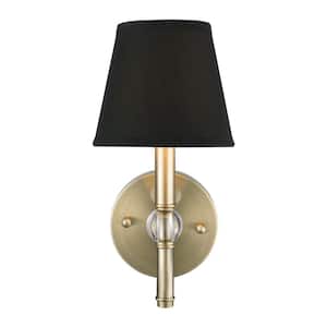 Waverly 1-Light Aged Brass with Tuxedo Shade Wall Sconce