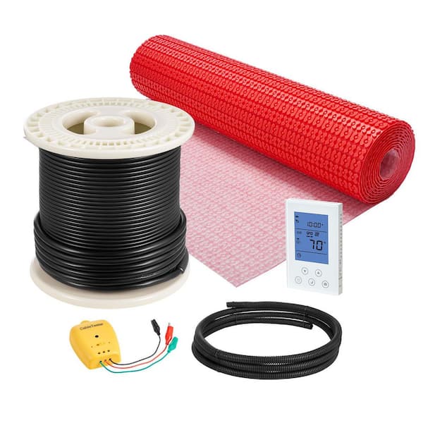 50 sq. ft. Electric Floor Heating Mat System, 3.3 ft. x 9.06 in. 120V Floor Heating Kit with Decoupling Membrane