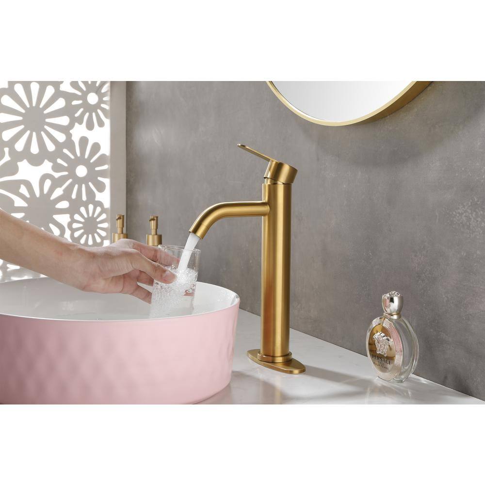 Brushed Gold Stainless Steel Single Handle Waterfall Faucet