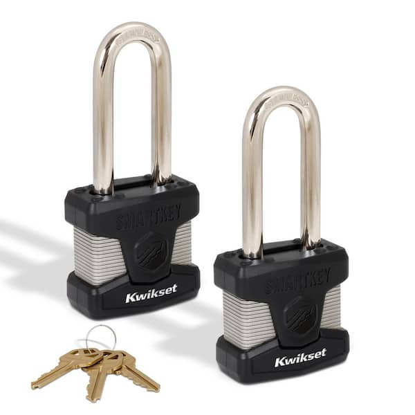 SmartKey Re-Keyable Laminated Steel Padlock with Stainless Steel Shackle, 2 in. Body, 2-1/2 in. Shackle (2-Pack)