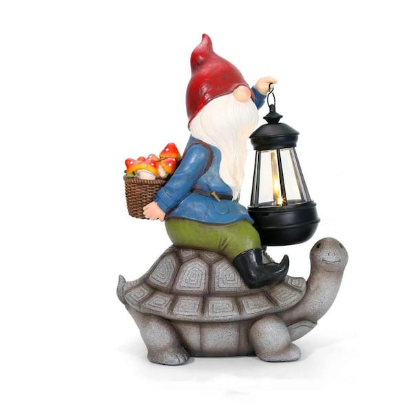 Gnome and Turtle Garden Decor, Large Outdoor Garden Sculptures and Statues, Outside Patio Yard Lawn Decorations