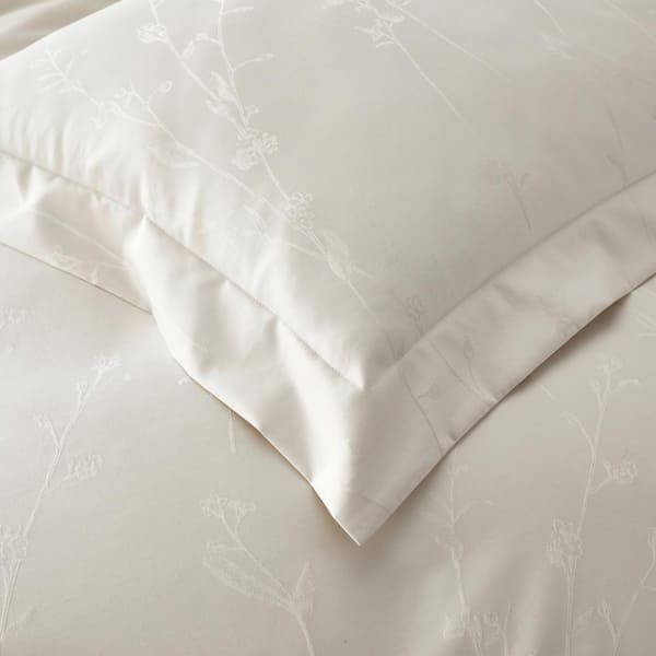 Superior Lyron Cotton Blend Woven Jacquard Floral Scroll Bedspread Set Off White / Queen