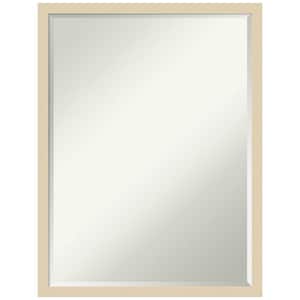 Svelte Natural 19.5 in. x 25.5 in. Petite Bevel Modern Rectangle Wood Framed Wall Mirror in Brown