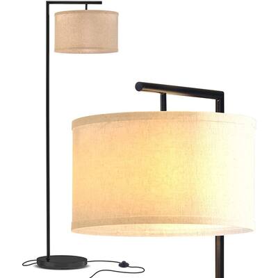 Montage Modern Drum Shade, 17.5 in. Black Standing Floor LED Smart Lamp Shade, Interior Lighting,