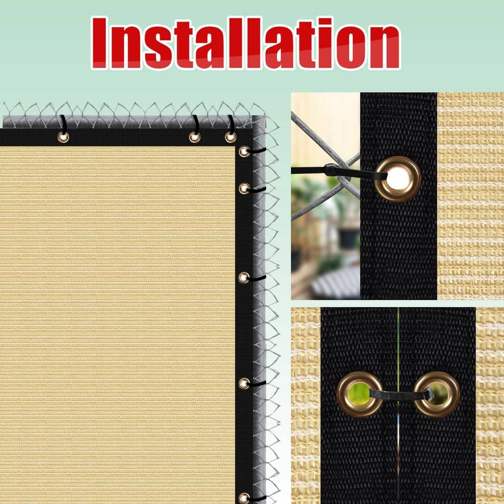 Beige 4' x 10' HDPE Privacy Fence Screen with Reinforced Grommets