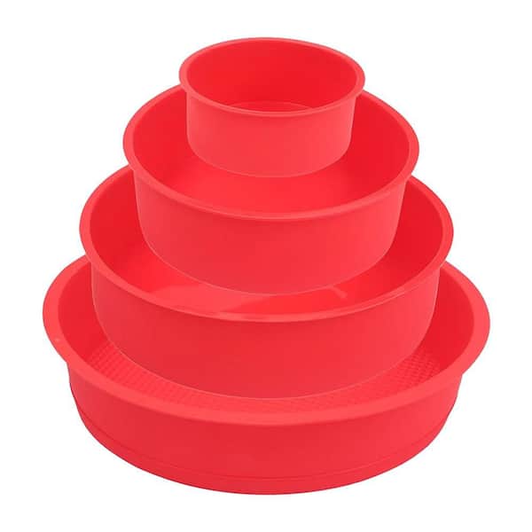Silicone Nonstick Round Cake Pan Bakeware Set for Baking Layer Cakes Chocolate Rainbow for Birthday Wedding 4 Piece