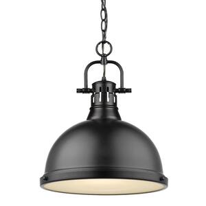Duncan 1-Light Black Pendant and Chain with Matte Black Shade