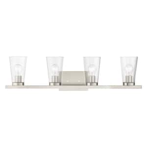 Ridgeway 32 in. 4-Light Brushed Nickel Vanity Light with Clear Glass
