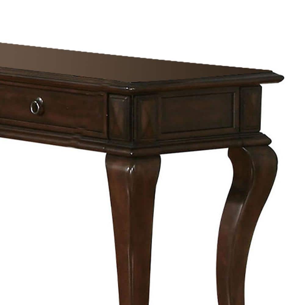 Walnut Brown Solid Wood and Metal 51'' Sofa Table with Storage