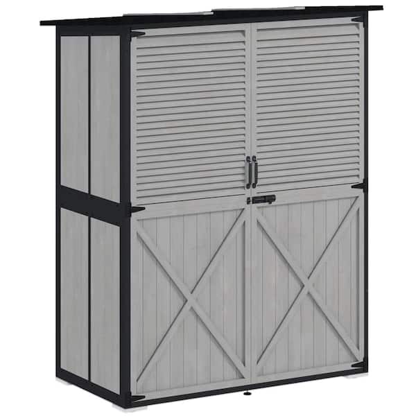 2.43 ft. W x 4.59 ft. D Gray Wood Shed Outdoor Garden Tool Shed with Asphalt Roof and Double Doors (11.15 sq. ft.)