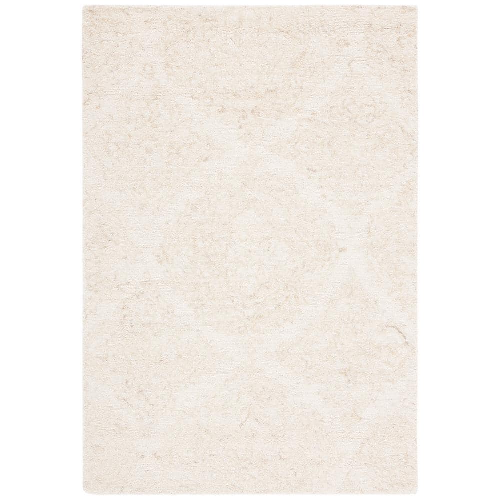Ivory and Beige Abstract Handmade Wool Tufted Rug, 2' x 3'