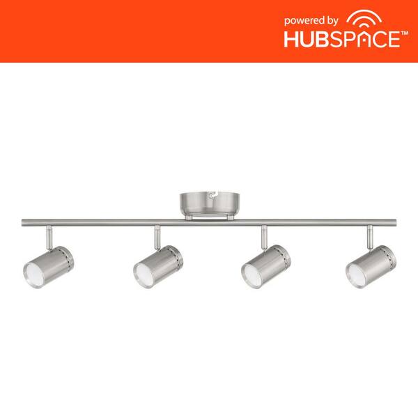 Hampton Bay Crosshaven 2.6 ft. 4Light Brushed Nickel Smart Color