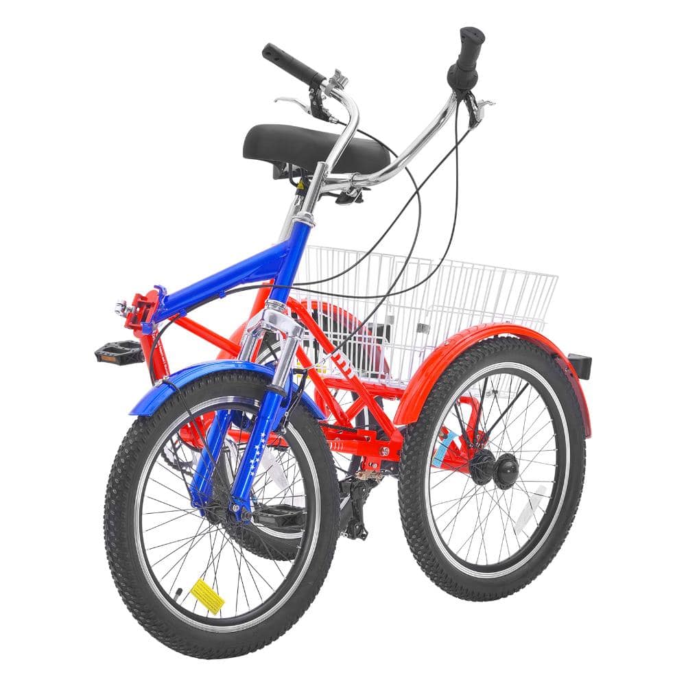 20 in. 7-Speed Folding Adult Tricycle, Carbon Steel Cruiser Trike with Large Basket & Adjustable Seat for Shopping price history on PriceWatchPro
