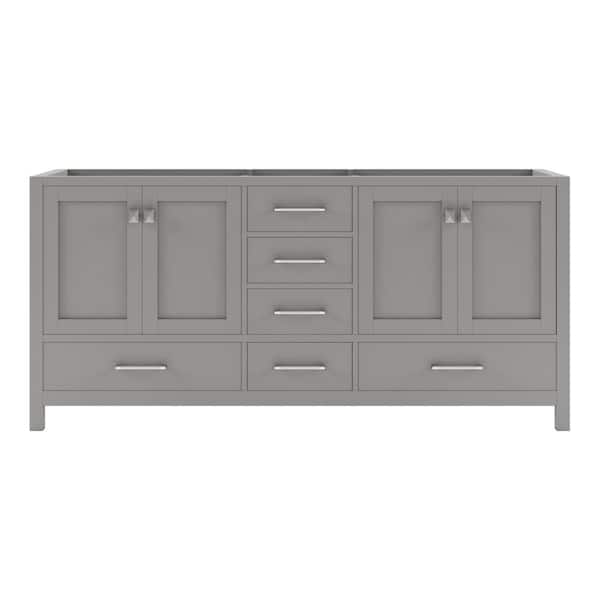 Caroline Avenue 72 in. W x 22 in. D x 33.5 in. H Bath Vanity Cabinet without Top in Gray