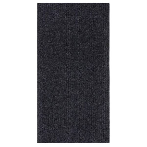 Ottomanson Utility Collection Waterproof Non-Slip Rubberback Solid 5x7 Indoor/Outdoor Entryway Mat, 5 ft. x 6 ft. 11 in., Black